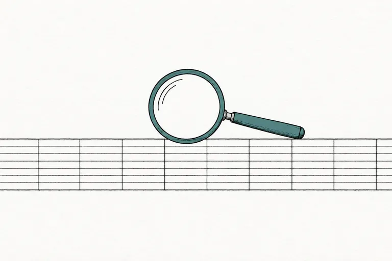 An illustration made for this piece: a magnifying glass resting on a ruled page, the one habit that stays.